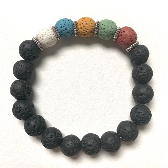 rainbow lava bead bracelet - Picture 1 of 2